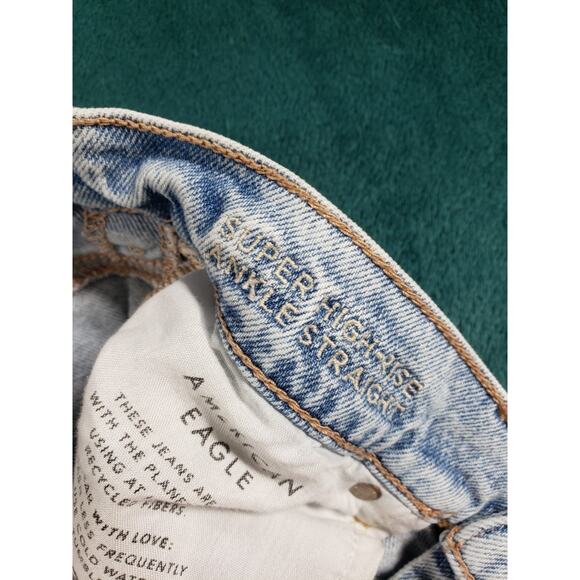 American Eagle Jeans Size 0 Womens Blue Stretch Pants High Rise Ankle Straight - Picture 4 of 14